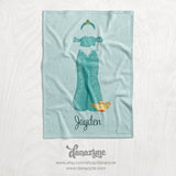 Personalized Princess Dress Blanket - Jasmine Inspired Plush Minky Blanket