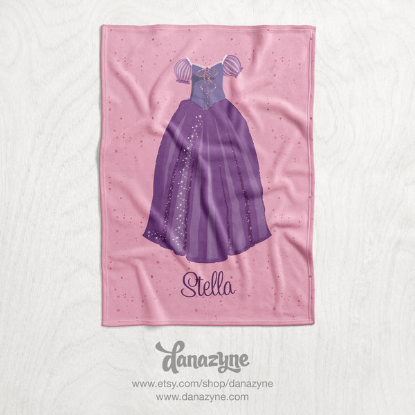 Personalized Princess Dress Blanket - Rapunzel Inspired Plush Minky Blanket