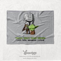 Yoda Best Dad Ever - Father’s Day Blanket - Personalized Mandalorian Inspired Star Wars Themed Dad, Boyfriend, Husband, Best Friend Gift